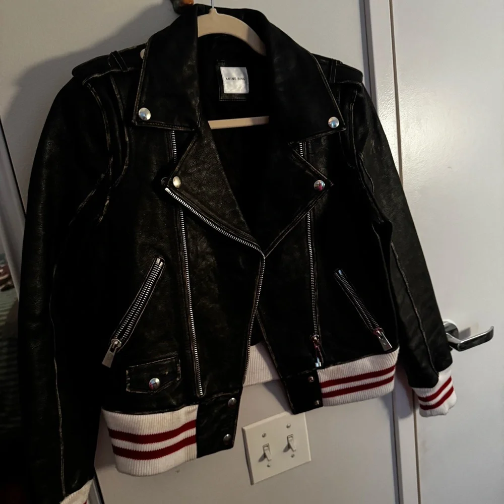 Anine Bing Quinlan Distressed Leather Moto Jacket - Picture 8 of 13